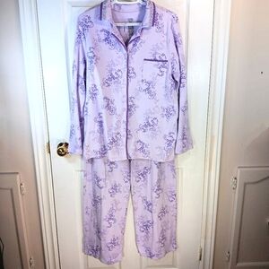 George Cotton Pajamas Pajama Set PJ Set Purple Women's Size XL NWOT